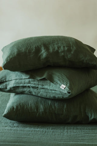 Leinen-Bettbezug-Set, Forest Green