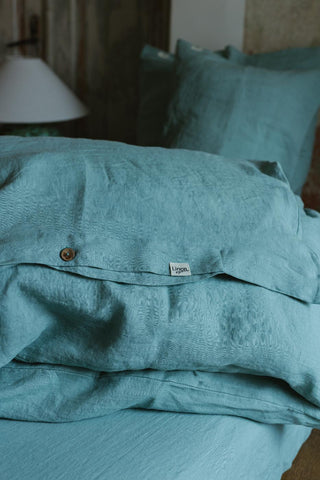 Leinen-Bettbezug-Set, Ocean Mint