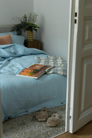 Leinen-Bettbezug, Sky Blue