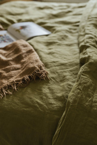Leinen-Bettlaken, Olive Green
