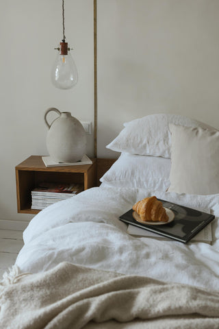 Leinen-Bettlaken, White