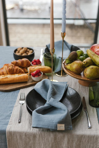 Leinen-Servietten im 4er-Set, Dark Gray