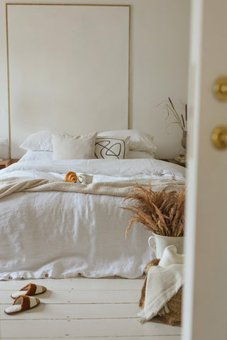 Leinen-Spannbettlaken, White