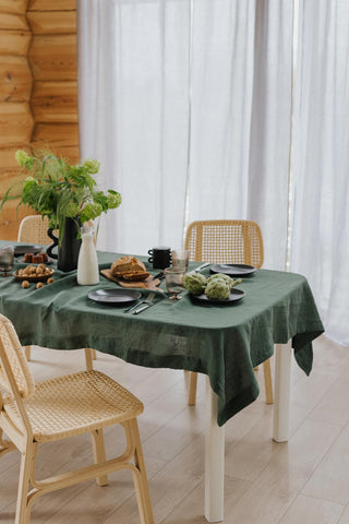 Leinen-Tischdecke, Forest Green