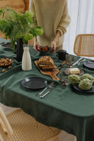 Leinen-Tischdecke, Forest Green