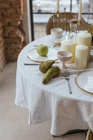 Leinen-Tischdecke, White