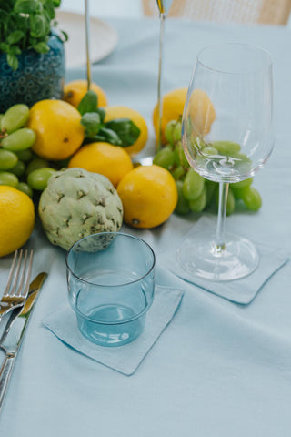 Leinen-Untersetzer im 4er-Set, Sky Blue