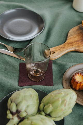 Leinen-Untersetzer im 4er-Set, Deep Purple