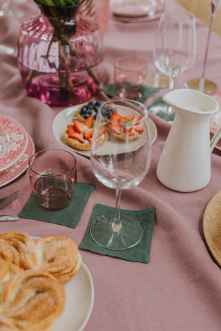 Leinen-Untersetzer im 4er-Set, Forest Green