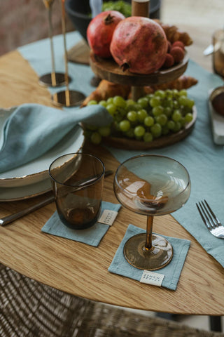 Leinen-Untersetzer im 4er-Set, Ocean Mint