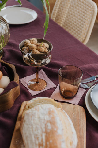 Leinen-Untersetzer im 4er-Set, Woodrose